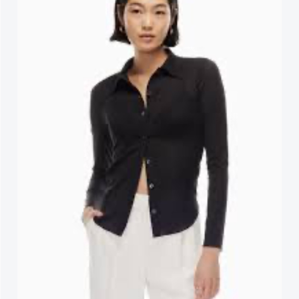Wilfred Black Long Sleeve Button Down Shirt Brown XS